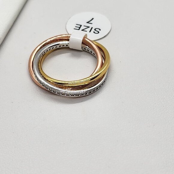 Brand New Sterling Silver 925 Tri Color Ring - Picture 4 of 4